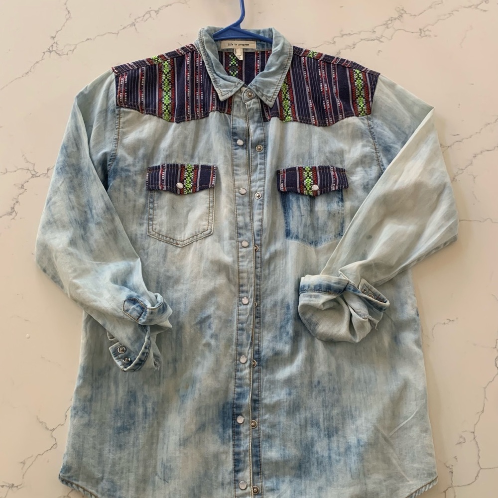 Stone wash tribal button up